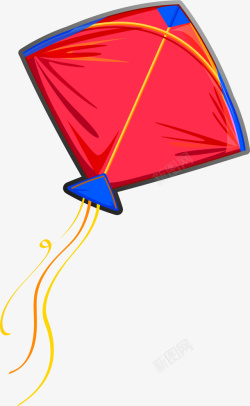 放风筝的童年红色春季飞舞风筝高清图片