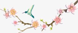 桃树枝和飞鸟素材