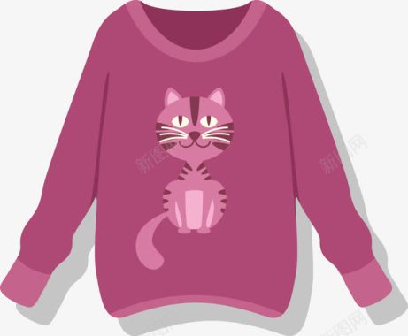 时尚冬季外套外套毛衣卡通小猫图案图标图标