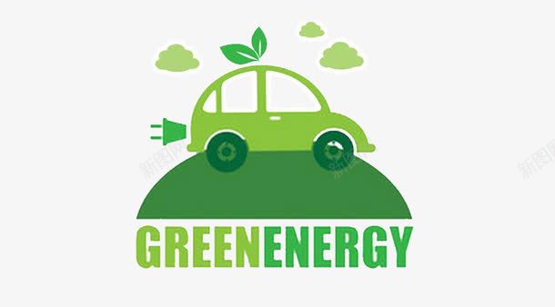卡通绿色汽车充电站环保标识图标图标