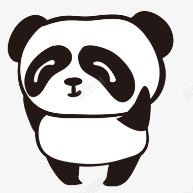 T恤印刷设计手绘卡通可爱黑色熊猫图标图标