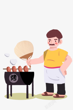 小清新唯美卡通厨师烧烤烧烤店闪素材