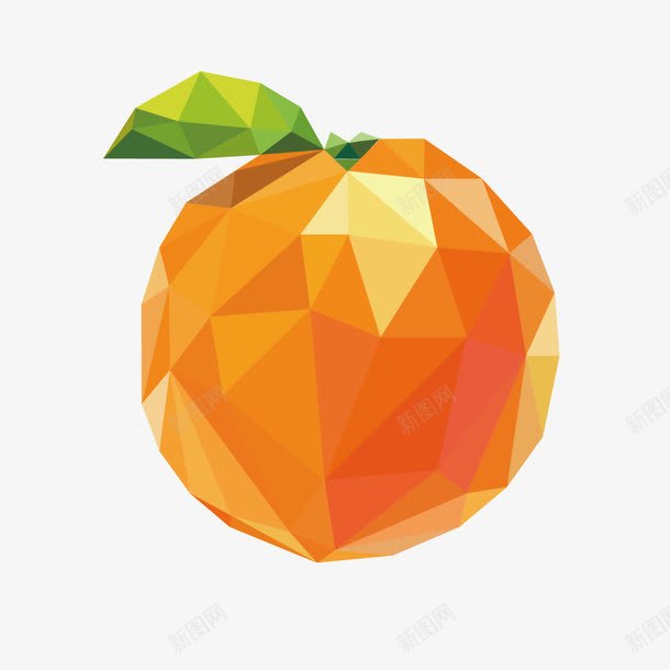 多边形橙子png免抠素材_88icon https://88icon.com 几何装饰 分块水果 多边形 橙色橙子 水粉静物 矢量素材 立体水果 色块层叠