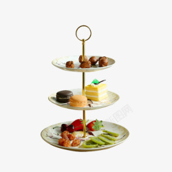 寿司摆盘三层欧式蛋糕托盘下午茶摆盘高清图片