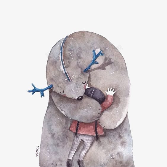 卡通麋鹿png免抠素材_88icon https://88icon.com 卡通插画 手绘麋鹿 拥抱 水彩麋鹿 童话 麋鹿免扣元素
