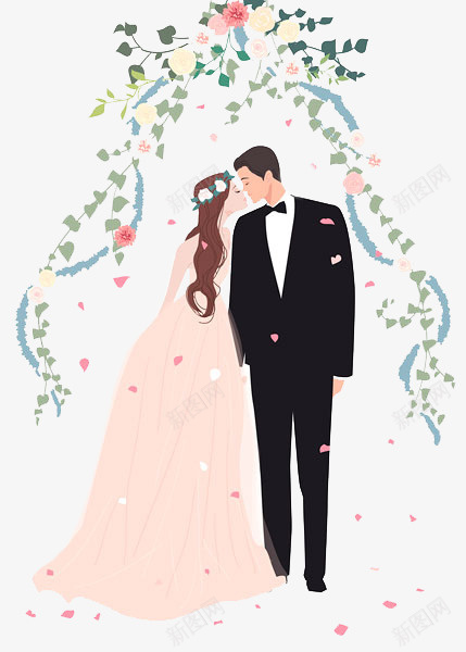 手绘婚礼花朵新郎新娘png免抠素材_88icon https://88icon.com 典礼 婚礼 结婚 艺术 花朵 集体婚礼 飘带