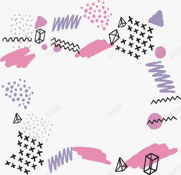 粉色紫色手绘几何花纹png免抠素材_88icon https://88icon.com 几何花纹 波浪线条 涂鸦 矢量png 粉色笔刷 艺术感