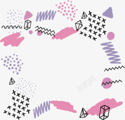 粉色紫色手绘几何花纹素材