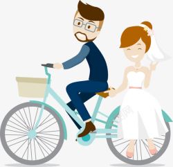 婚礼卡通骑自行车的人素材