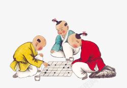 围棋棋盒下棋的孩子高清图片