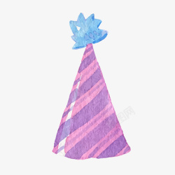 手绘紫色寿星帽子素材