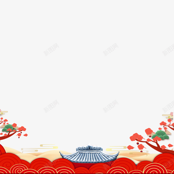 喜庆传统节日元宵节边框psd免抠素材_88icon https://88icon.com 元宵节 创意 喜庆 海报边框 祥云 红色 边框设计