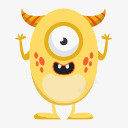 黄色大眼睛怪兽手绘黄色独眼怪物矢量图高清图片