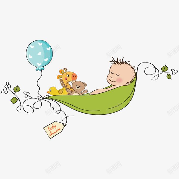 卡通婴儿png免抠素材_88icon https://88icon.com 人物 可爱 婴儿 婴幼儿 小孩 幼儿 气球 睡觉