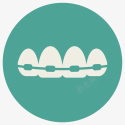 牙套简约绿色矫正牙齿图标高清图片