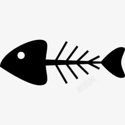 白色的鱼鱼骨头的轮廓图标高清图片