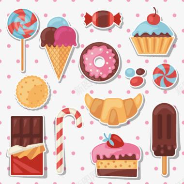 五彩的糖果卡通甜点标签图标图标
