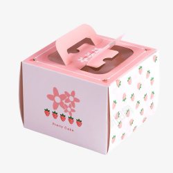 粉色草莓背景粉色草莓蛋糕盒高清图片