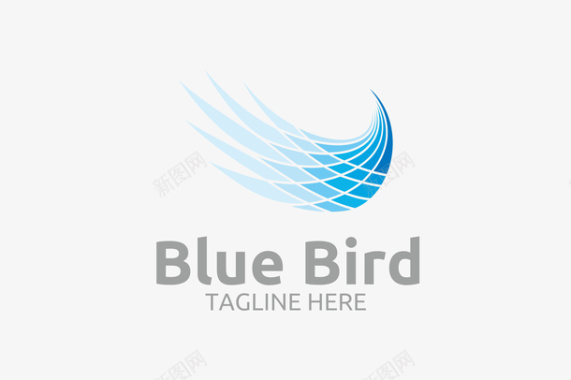 简约线条蓝色的翅膀logo矢量图图标图标