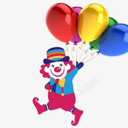 愚人节人物小丑拿着气球卡通人物高清图片