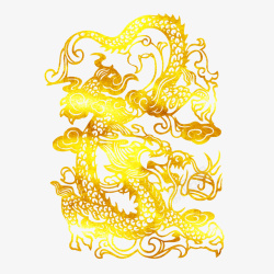 中国风一条金龙喷着金珠图素材