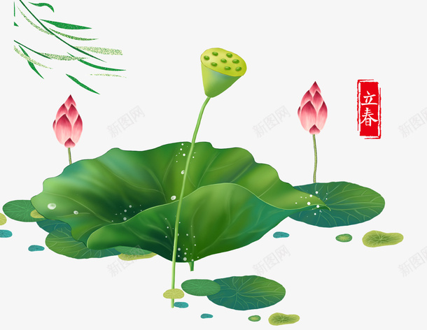 绿色池塘里的荷花png免抠素材_88icon https://88icon.com 柳树 池塘里 的荷花 立春景象 荷花荷叶满池塘 粉色荷花 绿色 绿色的荷叶