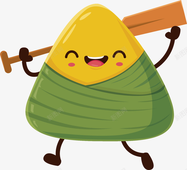 准备划船的粽子png免抠素材_88icon https://88icon.com 卡通手绘 商品 抽象 棕色 端午粽 粽子插图 绿色 船桨 食物 黄色