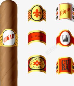 雪茄及其商标背景素材
