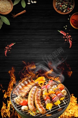 美食烧烤撸串大排档背景背景
