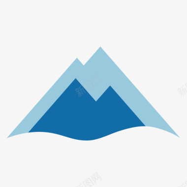 卡通船蓝色几何三角形山峰元素矢量图图标图标