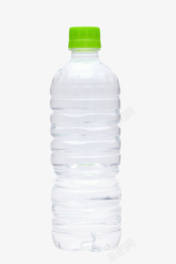 透明解渴带绿色瓶盖的塑料瓶饮用素材