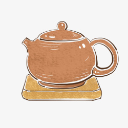 手绘中国风复古茶壶素材