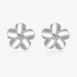 花朵耳钉银耳饰锆石钻石素材