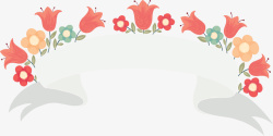 春天横幅红色春花彩带标题框高清图片