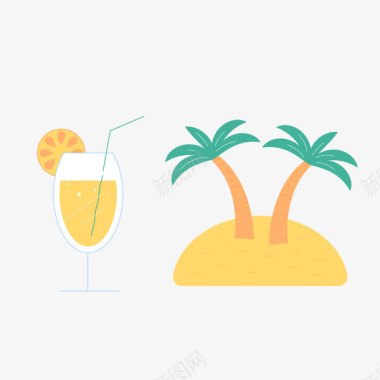 摄影旅行社旅行椰树饮料图标图标