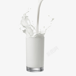 倒奶牛奶玻璃杯倒奶花高清图片