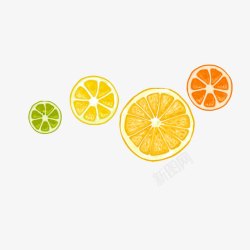 橙子清新手绘水彩色彩水果素材