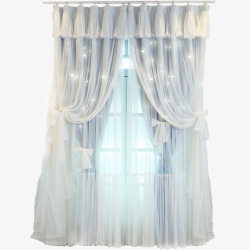 公主风王冠蕾丝白纱一体式窗帘高清图片