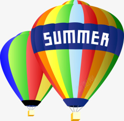 夏季热气球彩虹色矢量图素材