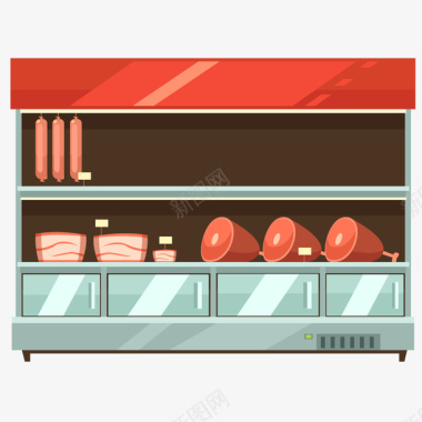简约卡通超市购物冷冻柜图标图标