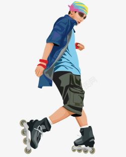 矢量轮滑鞋轮滑的少年高清图片