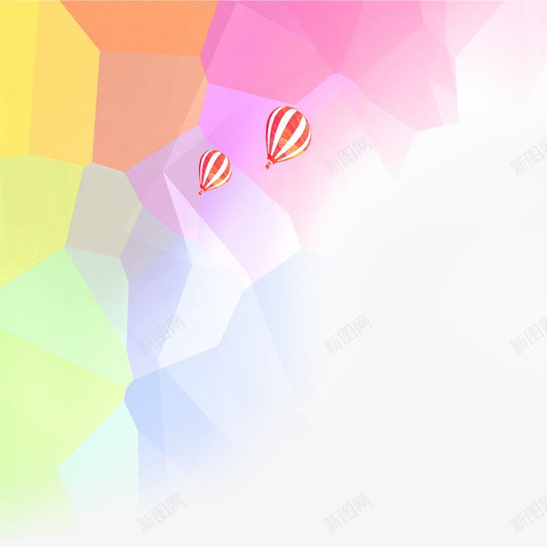 彩色绚丽热气球png免抠素材_88icon https://88icon.com 彩色 方块 渐变 热气球