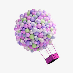 紫色气球热气球装饰图案素材