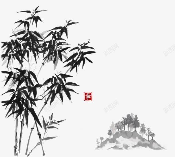 竹子山水圖 水墨竹子png图片免费下载-素材gwrggut-88ICON