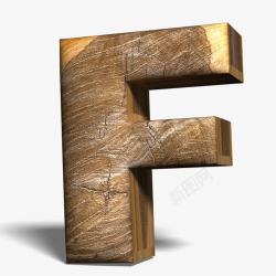 3D孔明形象立体木头英文字母F高清图片