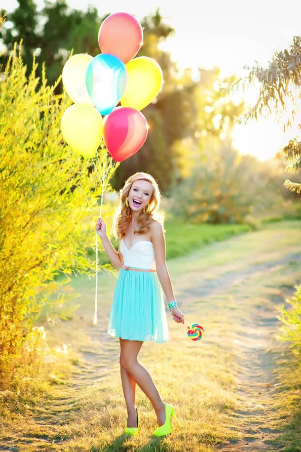 拿彩色气球的女孩海报背景jpg设计背景_88icon https://88icon.com 女孩 彩色 气球 海报 背景