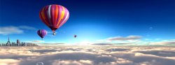 云彩热气球创意天空风景海报高清图片