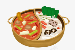 卡通鸳鸯锅美食插画素材