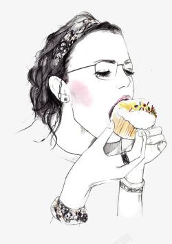 欧美女生吃蛋糕的女生高清图片