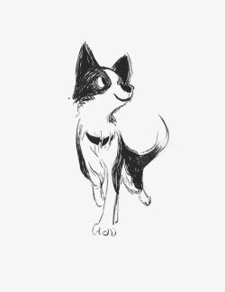 手绘铅笔画宠物狗高清图片